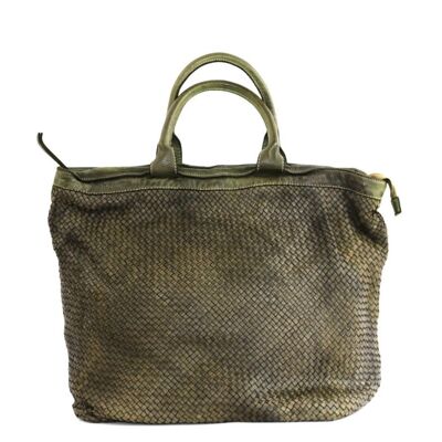 CHIARA Borsa Tote Piccola Intrecciata Verde Militare