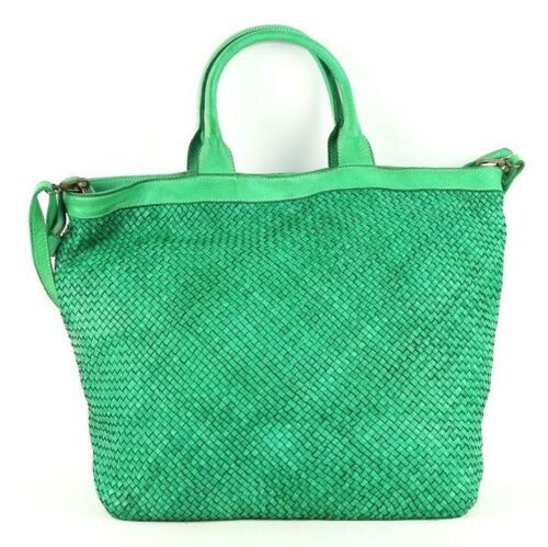 CHIARA Small Weave Tote Bag Bright Green