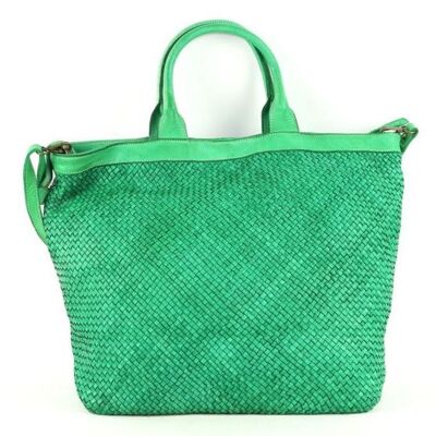 CHIARA Small Weave Tote Bag Bright Green