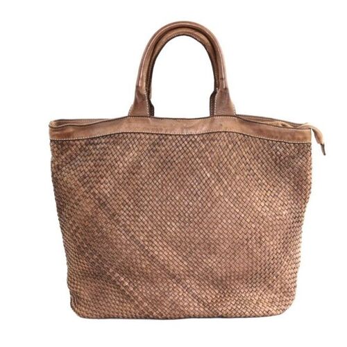 CHIARA Small Weave Tote Bag Light Taupe