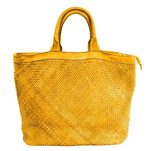 CHIARA Small Weave Tote Bag Mustard