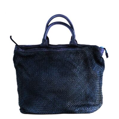 CHIARA Bolso tote tejido pequeño Azul marino