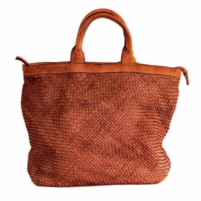 CHIARA Bolso tote tejido pequeño Terracota