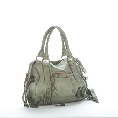ISABELLA Hand Bag with Stitched Handle Olive Green