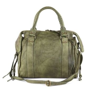 ISABELLA Sac à Main avec Anse Cousue Vert Olive 3