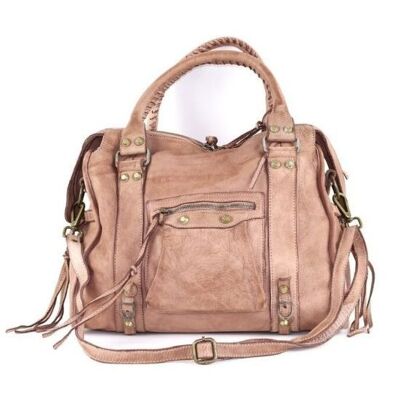 ISABELLA Hand Bag with Stitched Handle Blush