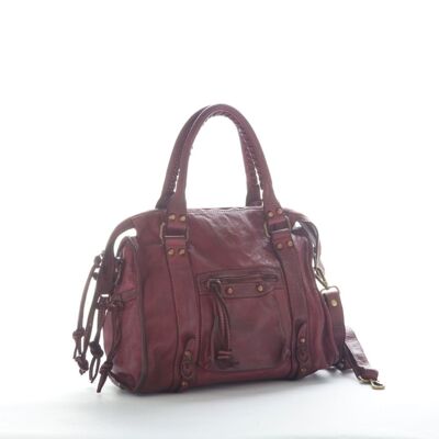 Bolso de mano Isabella con asa cosida Burdeos