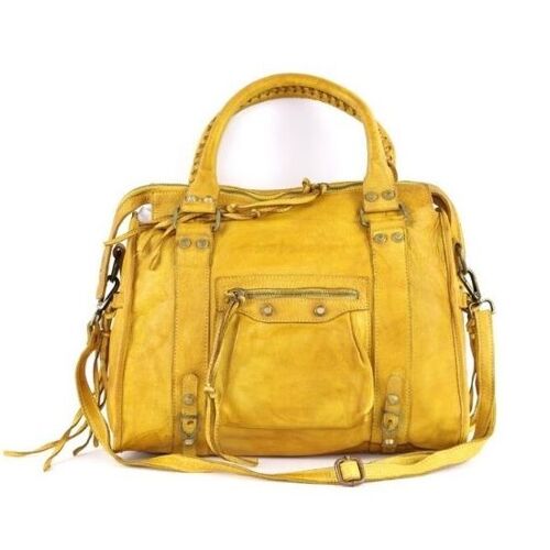 ISABELLA Hand Bag with Stitched Handle Mustard
