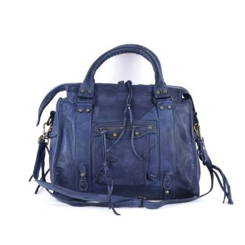 ISABELLA Hand Bag with Stitched Handle Navy
