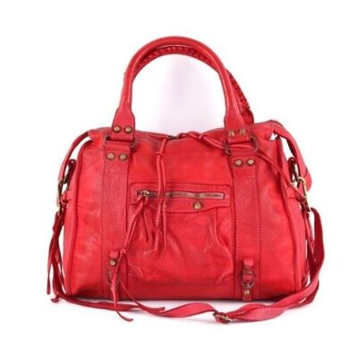 ISABELLA Hand Bag with Stitched Handle Red
