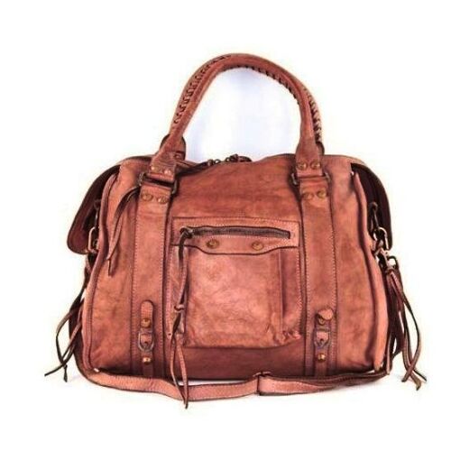 ISABELLA Hand Bag with Stitched Handle Terracotta