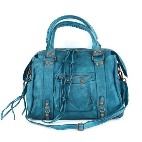 ISABELLA Hand Bag with Stitched Handle Teal