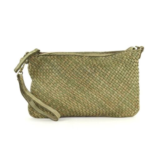 CLAUDIA Woven Clutch Wristlet Bag Army