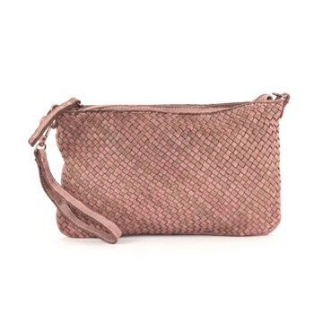 CLAUDIA Woven Clutch Wristlet Bag Blush