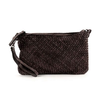 CLAUDIA Woven Clutch Wristlet Bag Dunkelbraun