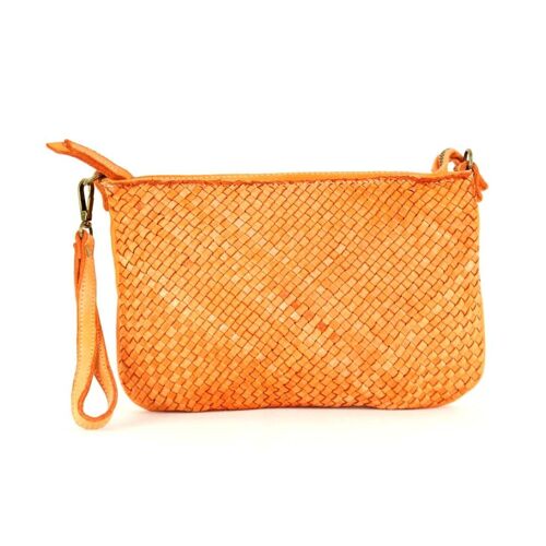 CLAUDIA Woven Clutch Wristlet Bag Orange
