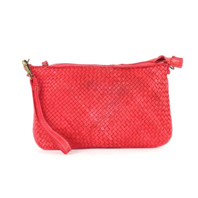 CLAUDIA Woven Clutch Wristlet Bag Red