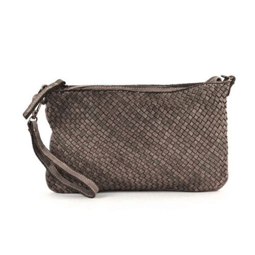 CLAUDIA Woven Clutch Wristlet Bag Taupe