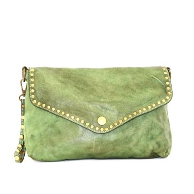 LAVINIA Studded Clutch Bag Olive Green