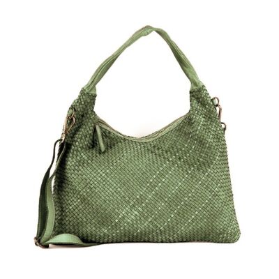 Borsa a spalla intrecciata ANNA Verde militare