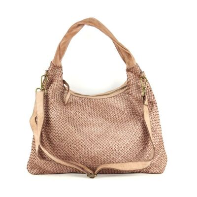 ANNA Woven Shoulder Bag Blush