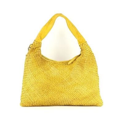 Sac Bandoulière Tissé ANNA Jaune moutarde