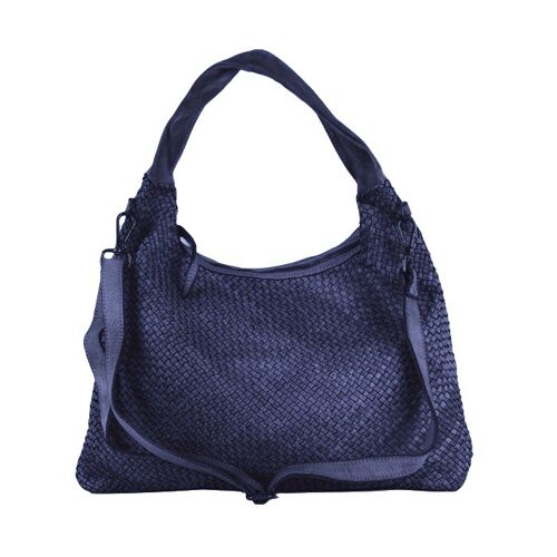 ANNA Woven Shoulder Bag Navy