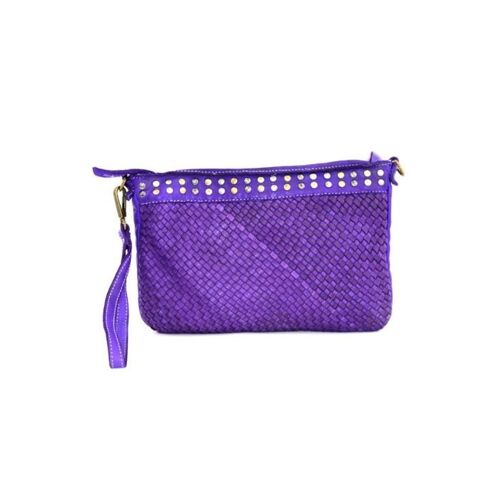 VALERIA Woven Wristlet Bag with Studs Purple