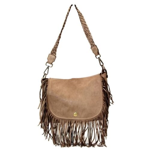 CAMILLA Shoulder Bag with Fringes Light Taupe