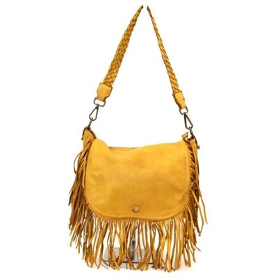 CAMILLA Shoulder Bag with Fringes Mustard