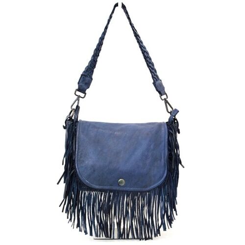 CAMILLA Shoulder Bag with Fringes Navy