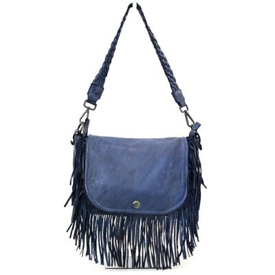 CAMILLA Shoulder Bag with Fringes Navy