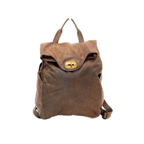 AURORA Backpack with Lock Dark Brown