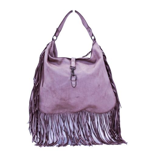 AMBRA Shoulder Bag with Fringes Lilac