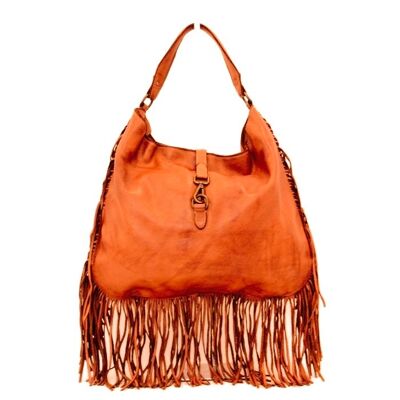 AMBRA Shoulder Bag with Fringes Orange