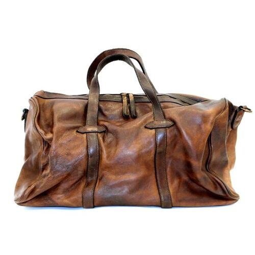 GAIA Leather Travel Bag Dark Brown