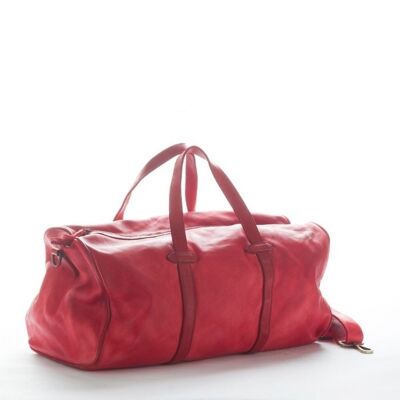 GAIA Leather Travel Bag Red