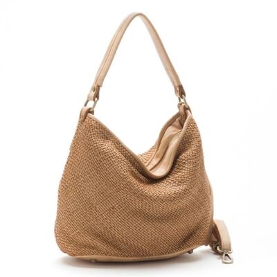 Borsa a spalla ASTRID Hobo in tessuto beige