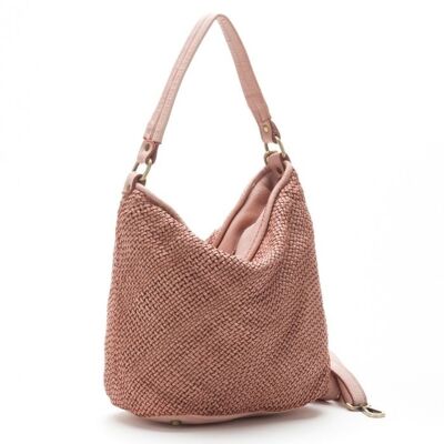 ASTRID Woven Hobo Shoulder Bag Blush