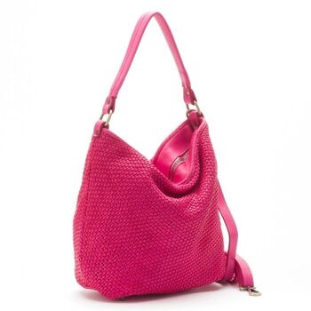 Sac Bandoulière Hobo Tissé ASTRID Rose poudré 1