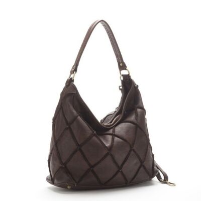 ALBA leather shoulder bag | Dark Brown