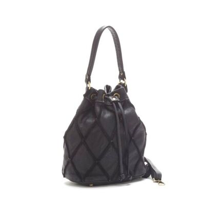 Bolso bombonera Eleonora con detalle de rombos | Negro