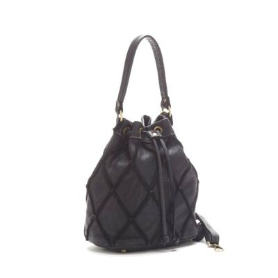 Eleonora Bucket Bag With Diamond Detail | Black