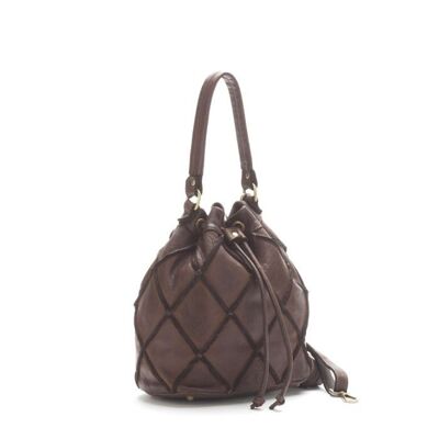 Bolso bombonera Eleonora con detalle de rombos | Marron oscuro