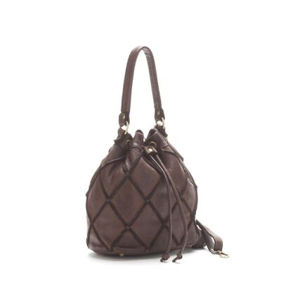 Eleonora Bucket Bag With Diamond Detail | Dark Brown