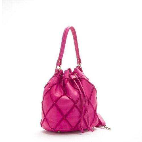 Eleonora Bucket Bag With Diamond Detail | Fuchsia