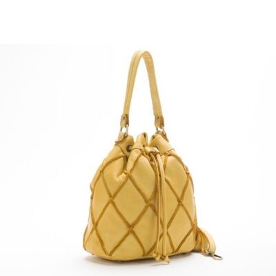 Eleonora Bucket Bag With Diamond Detail | Mustard