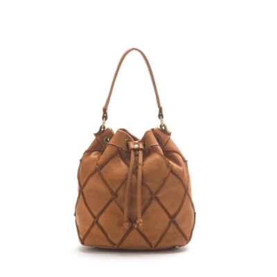 Eleonora Bucket Bag With Diamond Detail | Tan