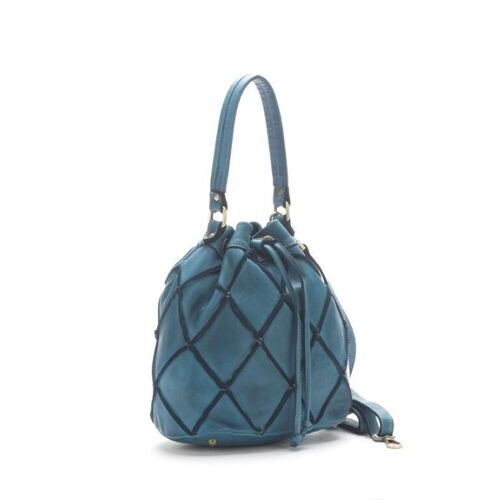 Eleonora Bucket Bag With Diamond Detail | Teal