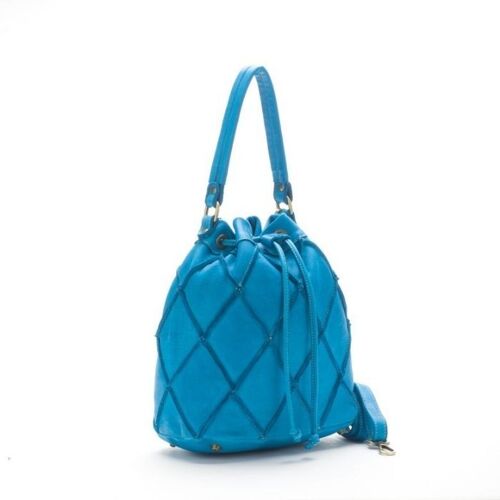 Eleonora Bucket Bag With Diamond Detail | Turquoise